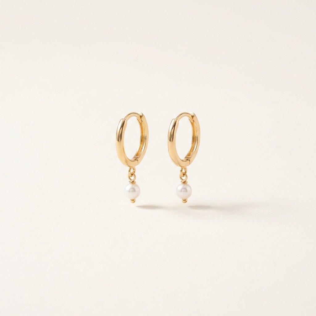 Pearl Huggie Hoops